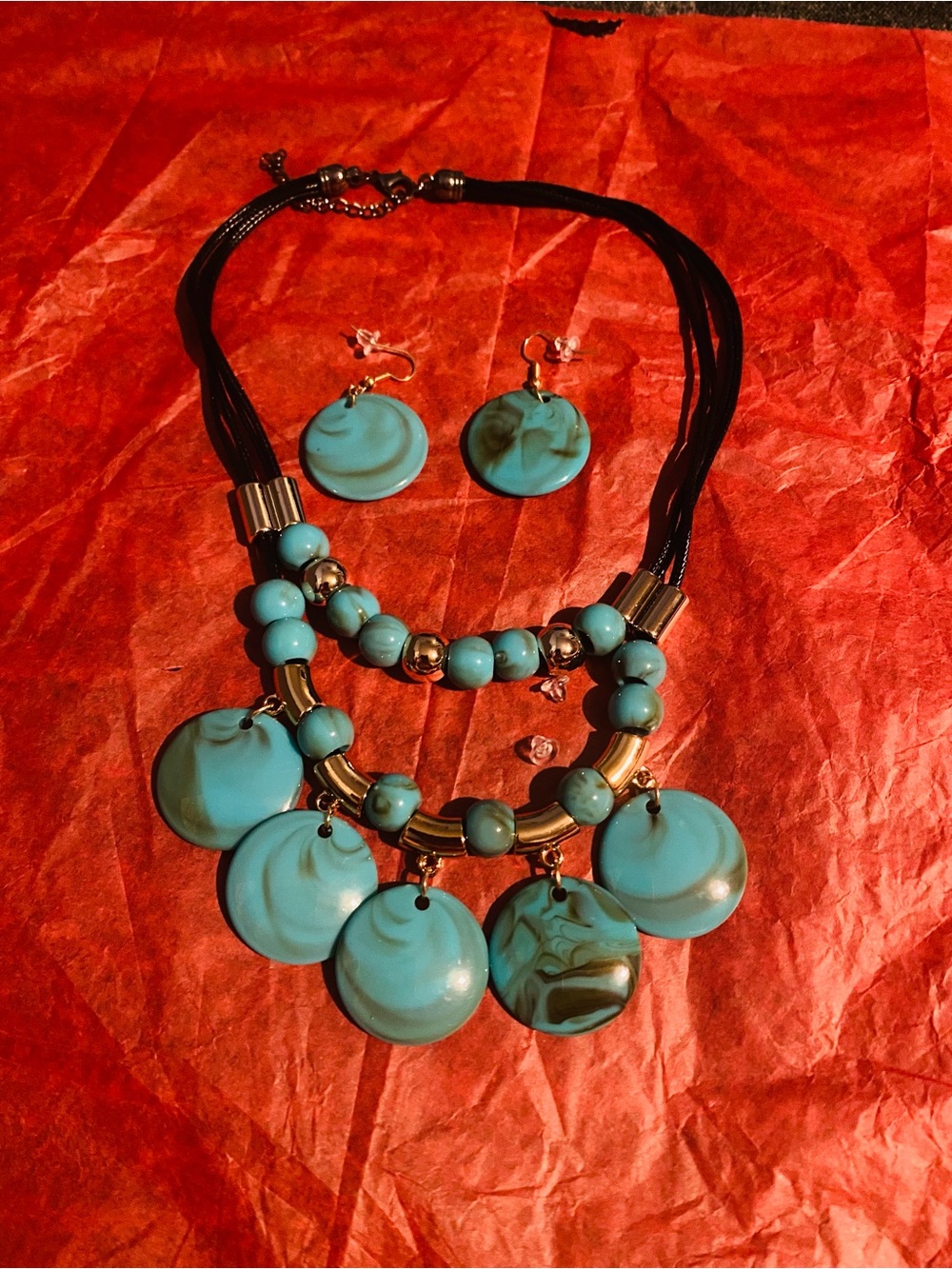 Turquoise Statement Necklace & Earring Set - Women Jewelry